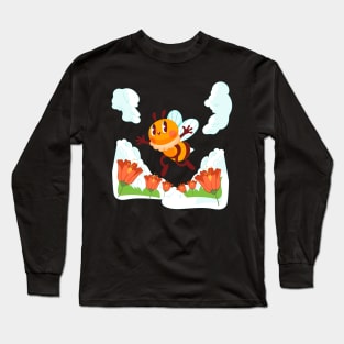 Bee Flower Hand drawn Long Sleeve T-Shirt